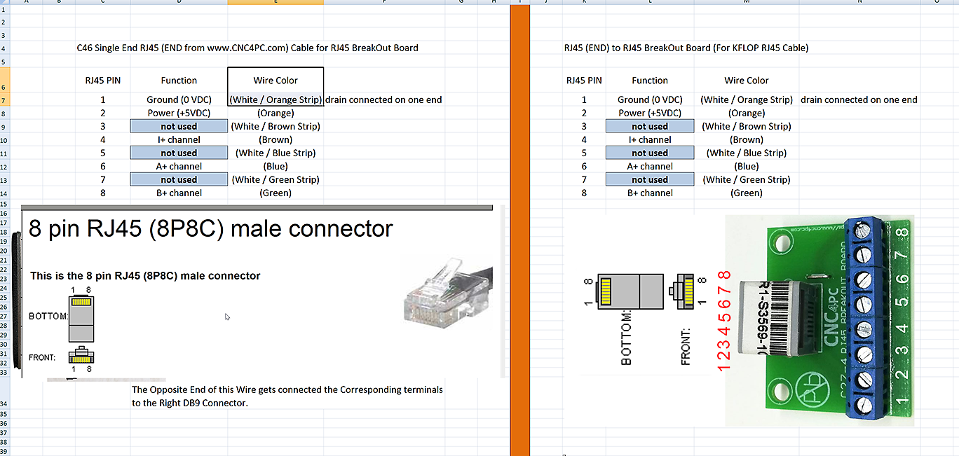 Click on Image for "High Res Image" file. E6 Encoder PinOut to KFLOP PinOut on JP5 (One Axis)