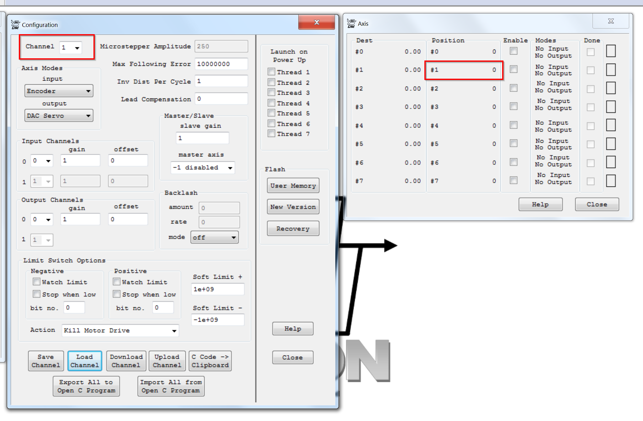 N/A Kmotion Y-Axis Config & Axis Screens for Results above.