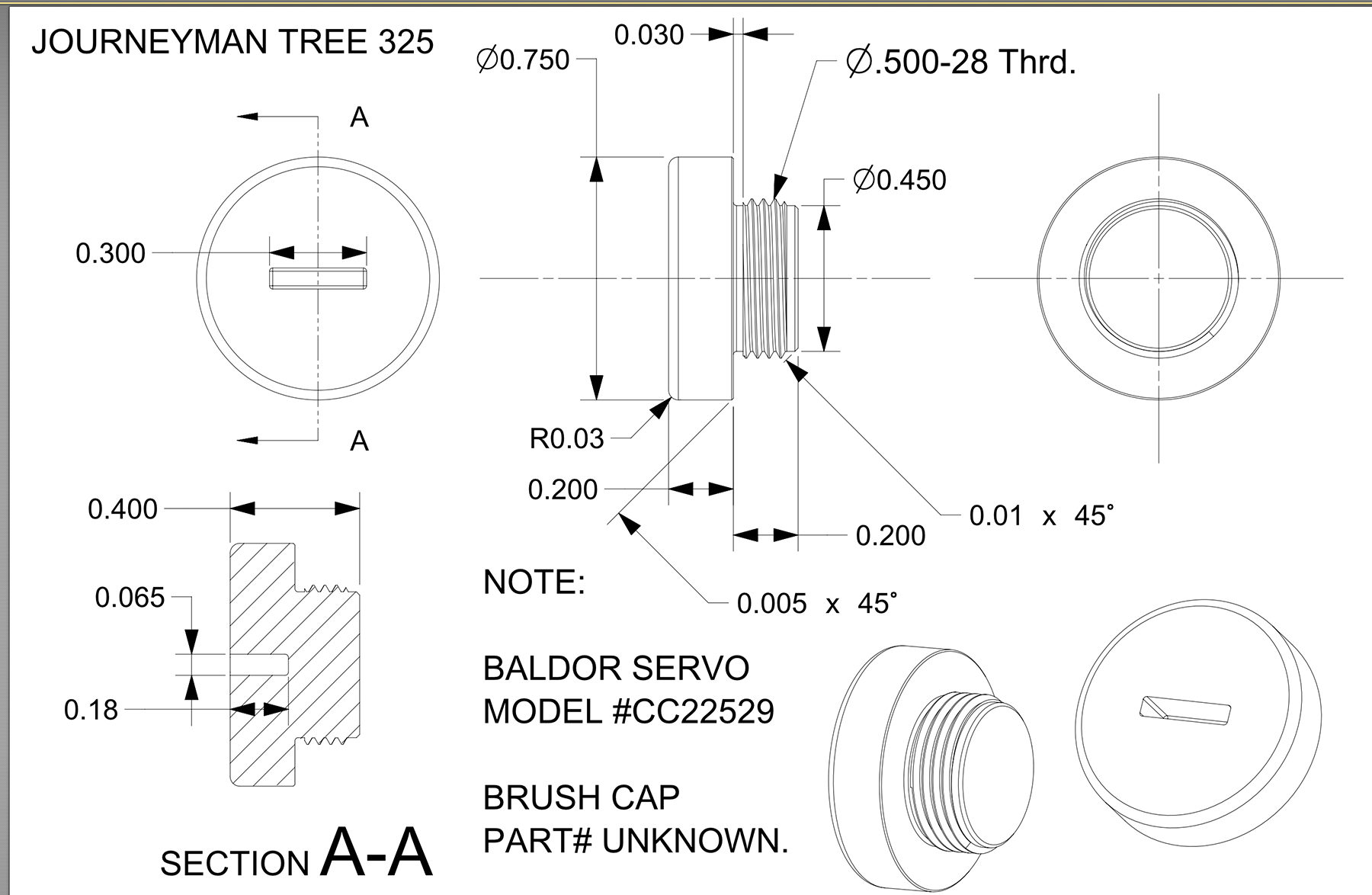 Baldor DC Servo Motor Brush Cap