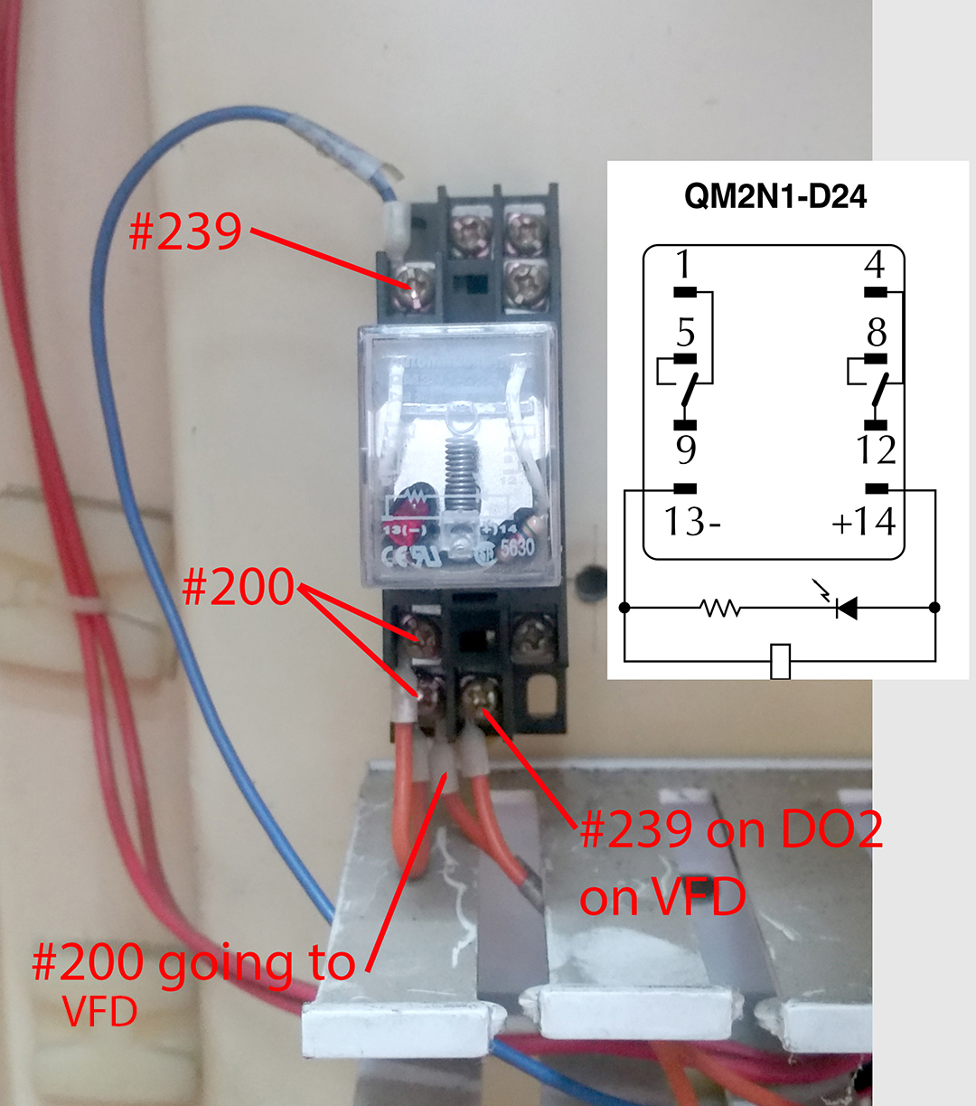 Specs of Relay QM2N1-D24 used on VFD