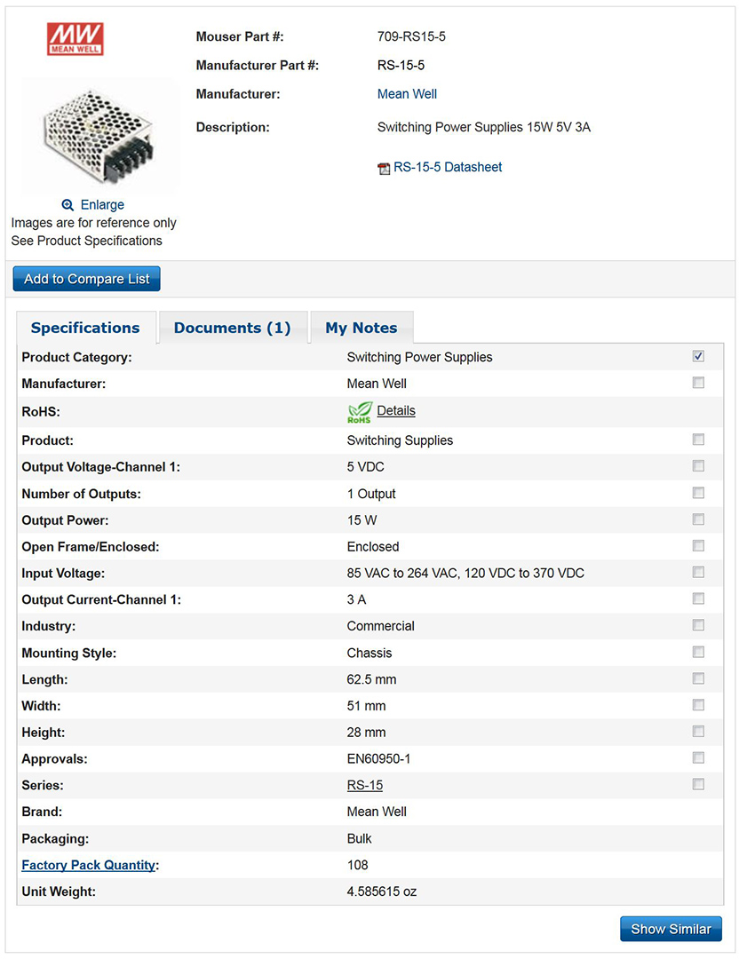Mean Well - Switching Power Supplies