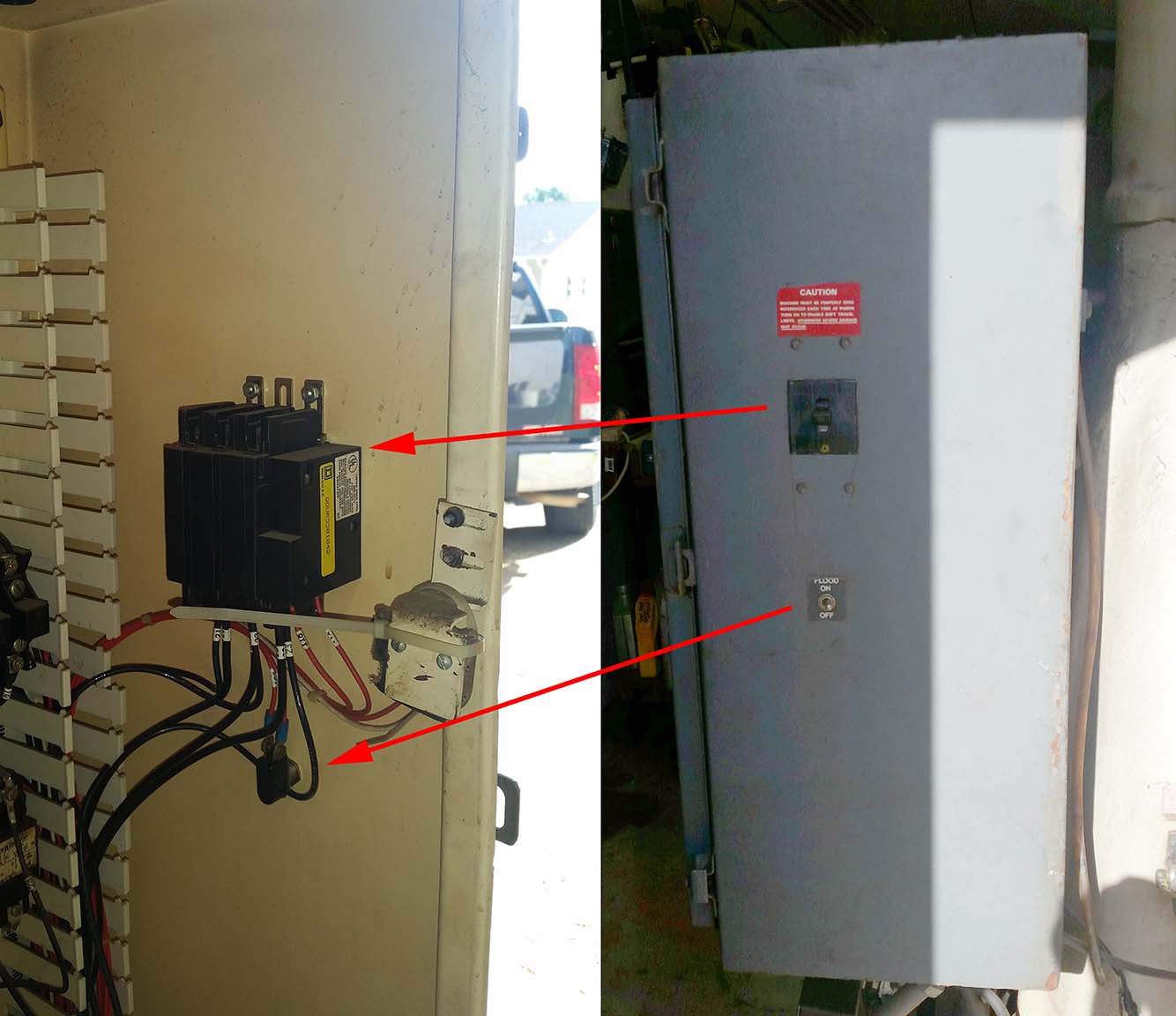 Right/Back Electronic Cabinet (power/fllod switch)